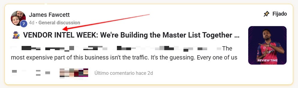 Example of a community discussion about solo ad vendor research.